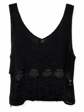 Better Be Black Crocheted Tank Top
